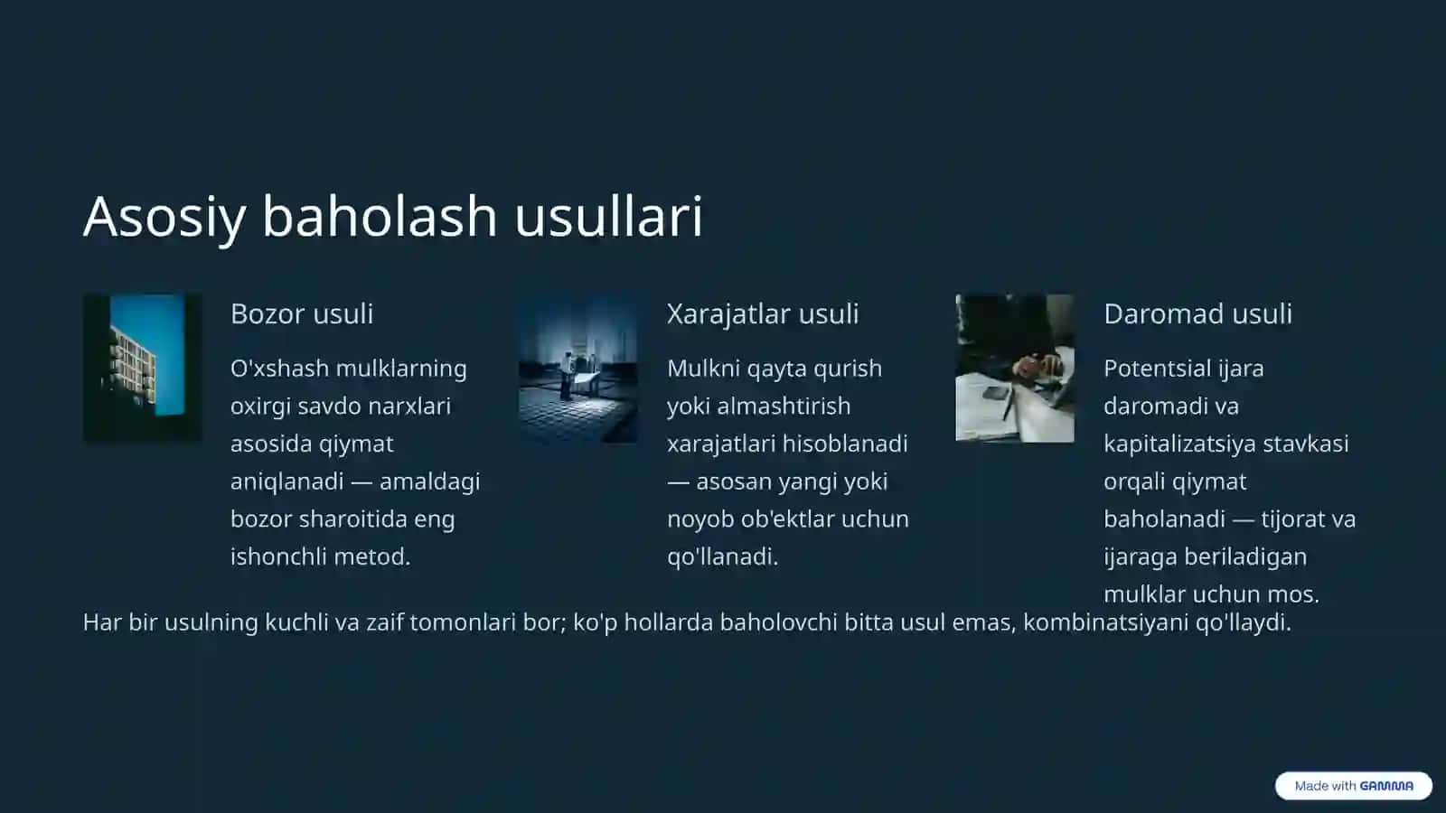 Ko'chmas mulkni baholash: Zamonaviy yondashuvlar va O'zbekiston tajribasi 3