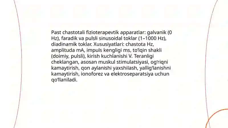 Past va yuqori chastotali fizioterapevtik apparatlar 3