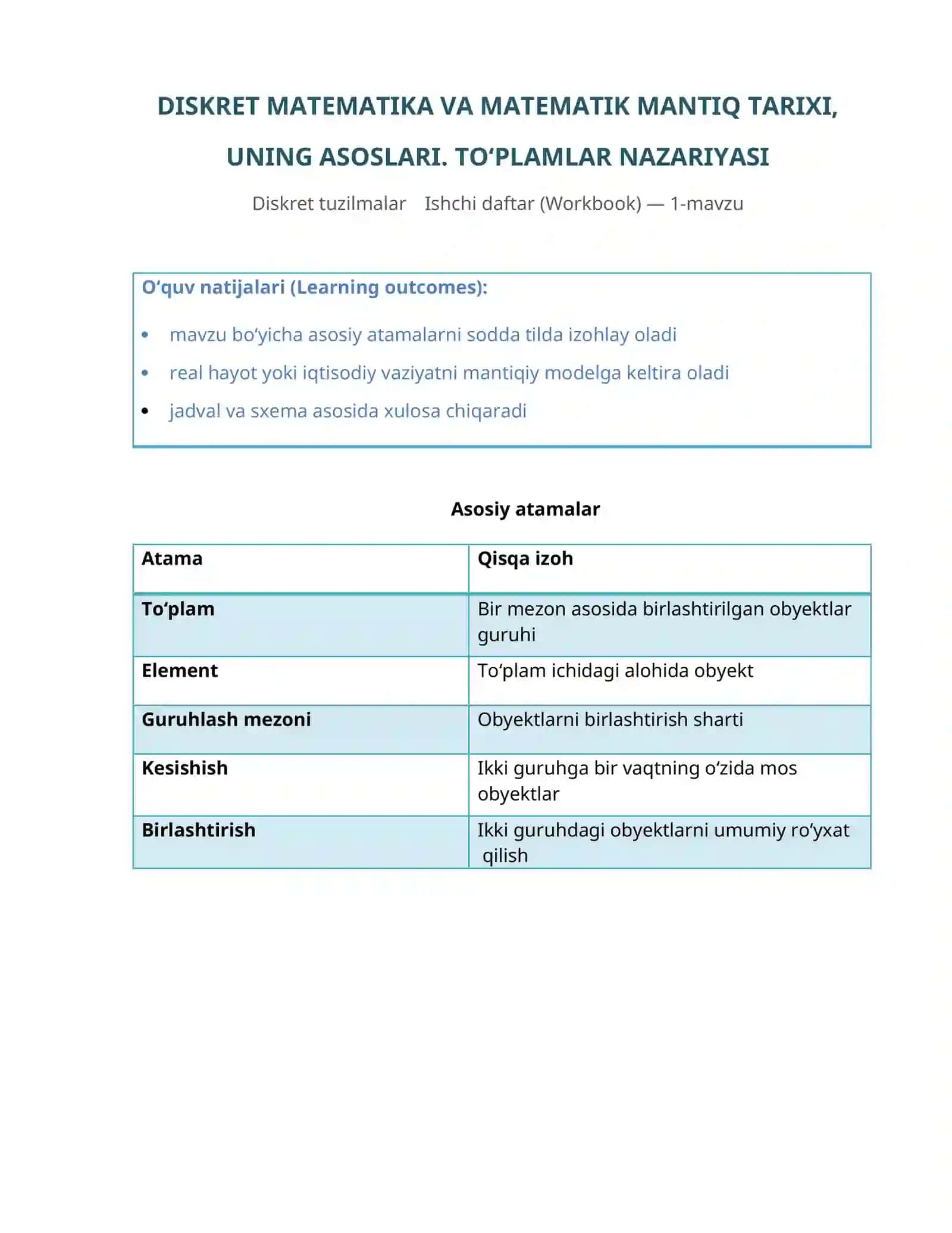 Diskret tuzilmalar fanidan ishchi daftar 3