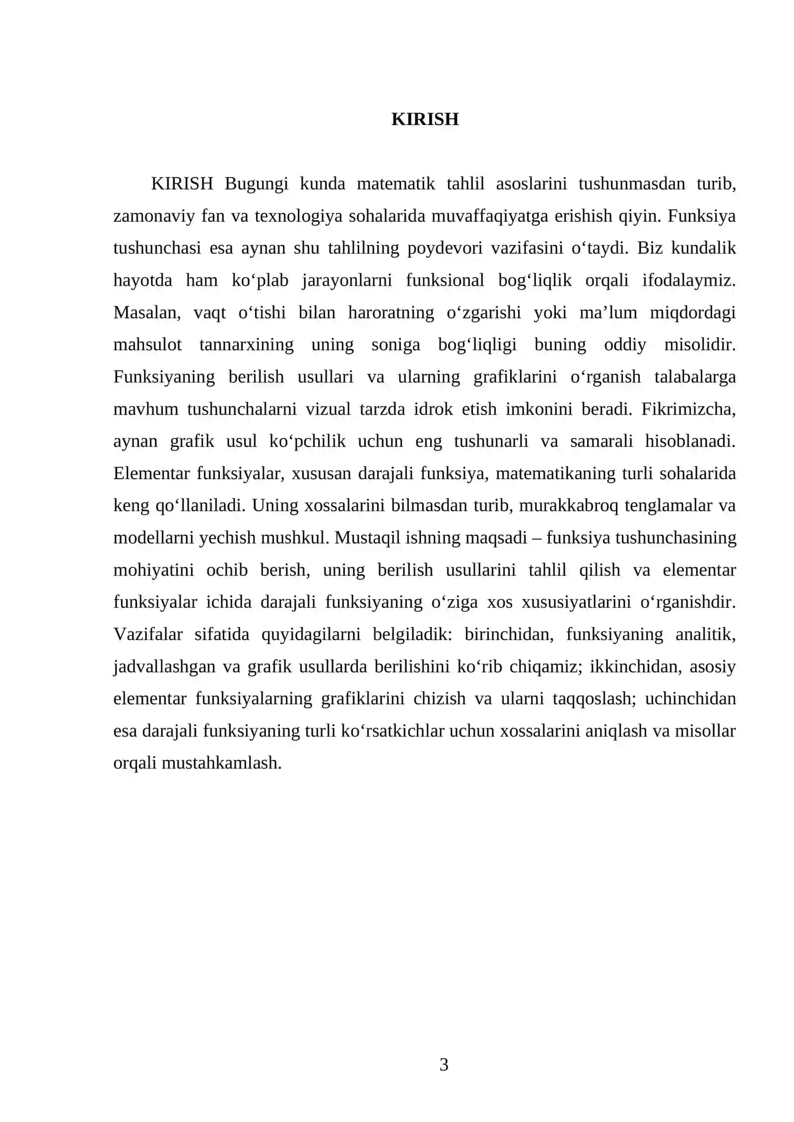 Funksiya tushunchasi. Funksiyaning berilish usullari, elementar funksiyalar va ularning grafiklari. Darajali funksiya 3