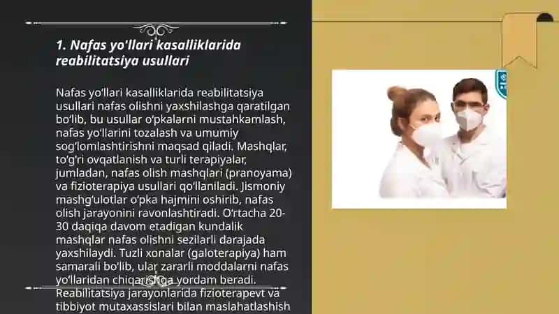 Nafas organlari va asab sistemasi kasalliklarida reabilitatsiyani olib borish 3