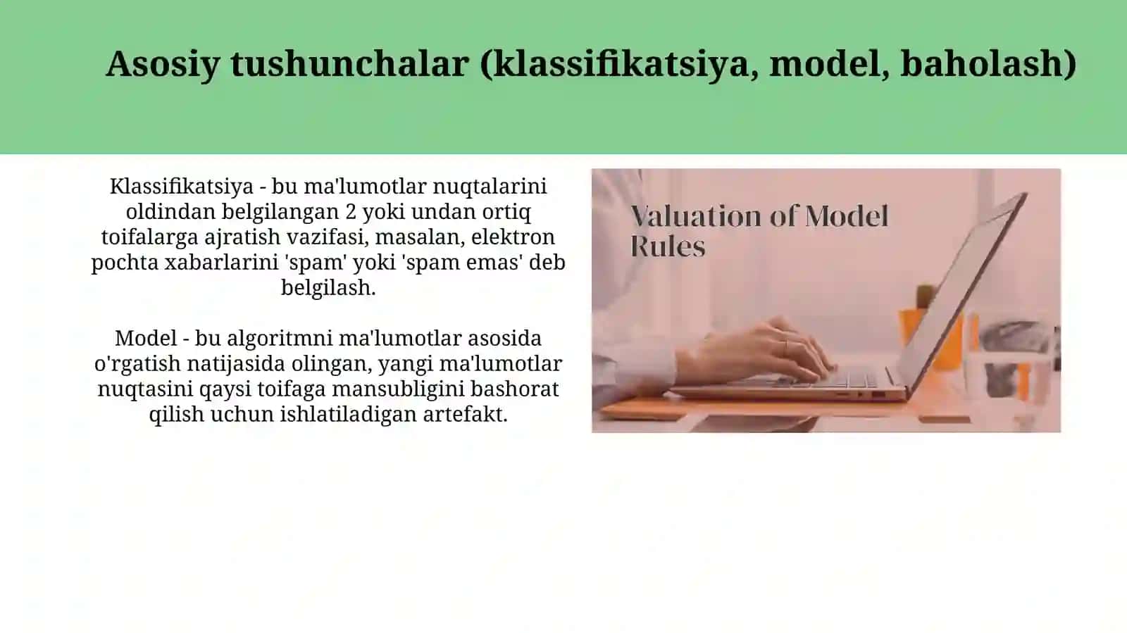 Klassifikatsiya modellarini baholash (accuracy, precision, recall) 3