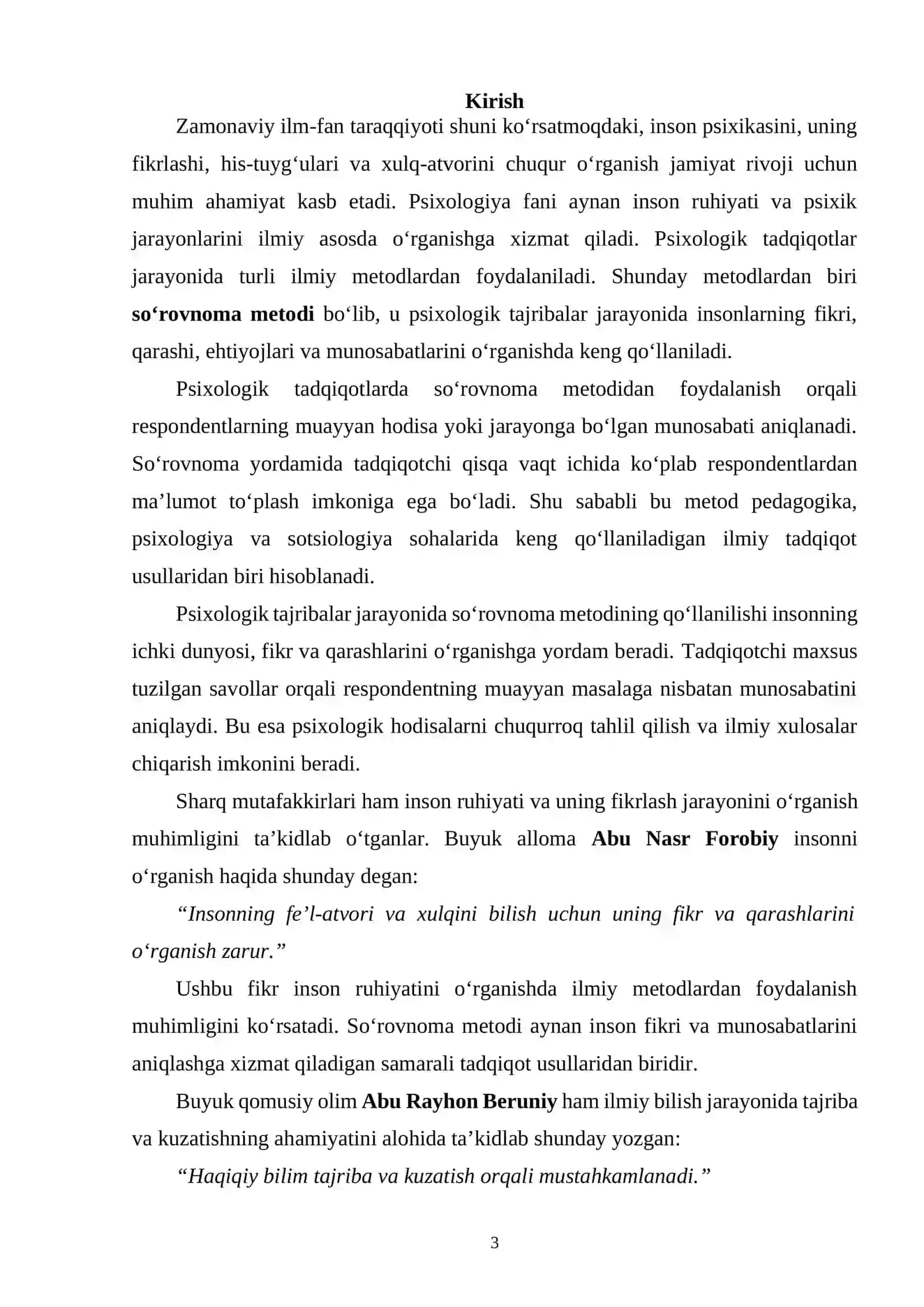 PSIXOLOGIK TAJRIBALARDA SO‘ROVNOMA METODLARI 3