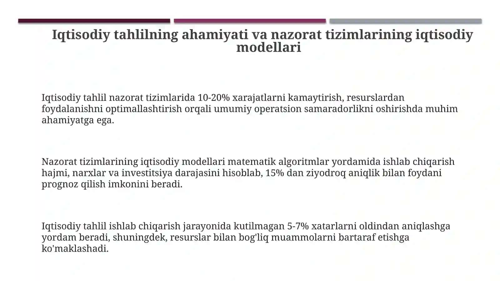 Avtomatik boshqarish sistemasida iqtisodiy tahlil 3
