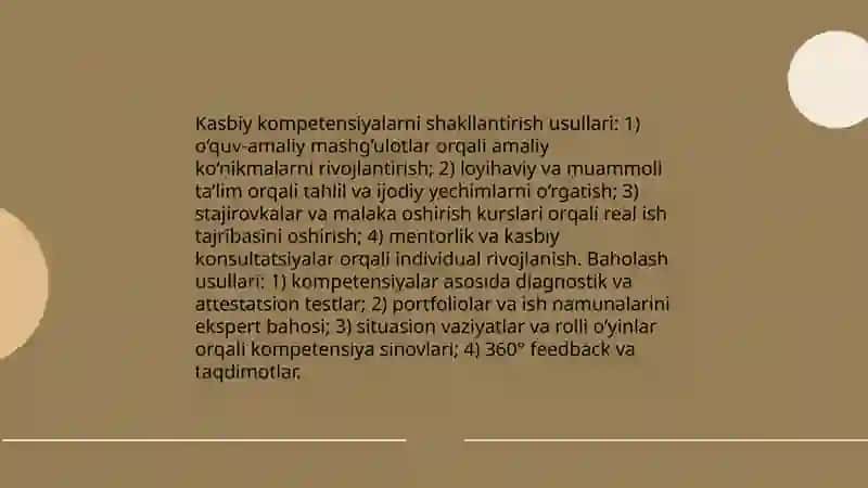 Kasbiy kompetensiyalarni shakllantirish va baholash usullari 3