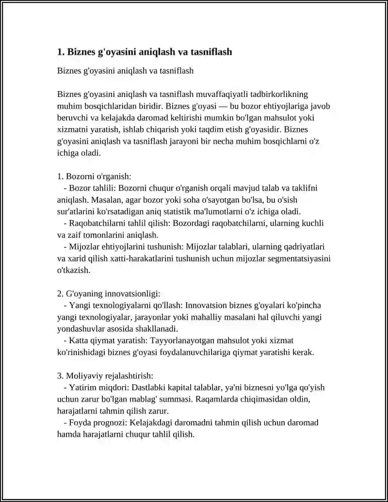 BIZNES G'OYADAN BIZNES MODELGA 3