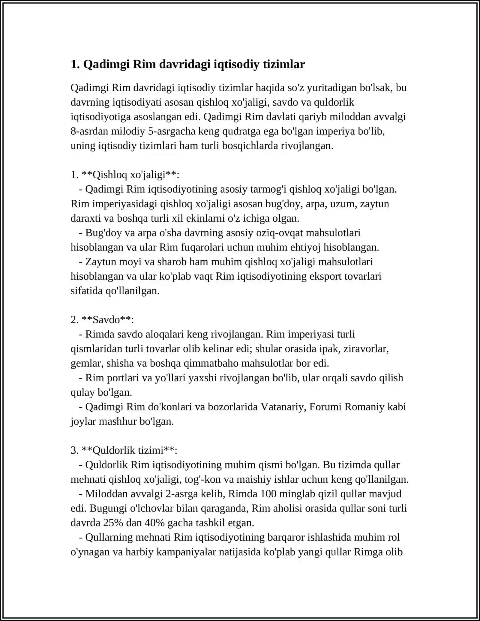 Qadimgi Rim davridagi iqtisodiy tizimlar 3