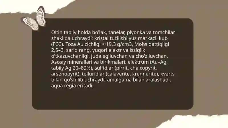 Oltin tabiiy birikmalari 3