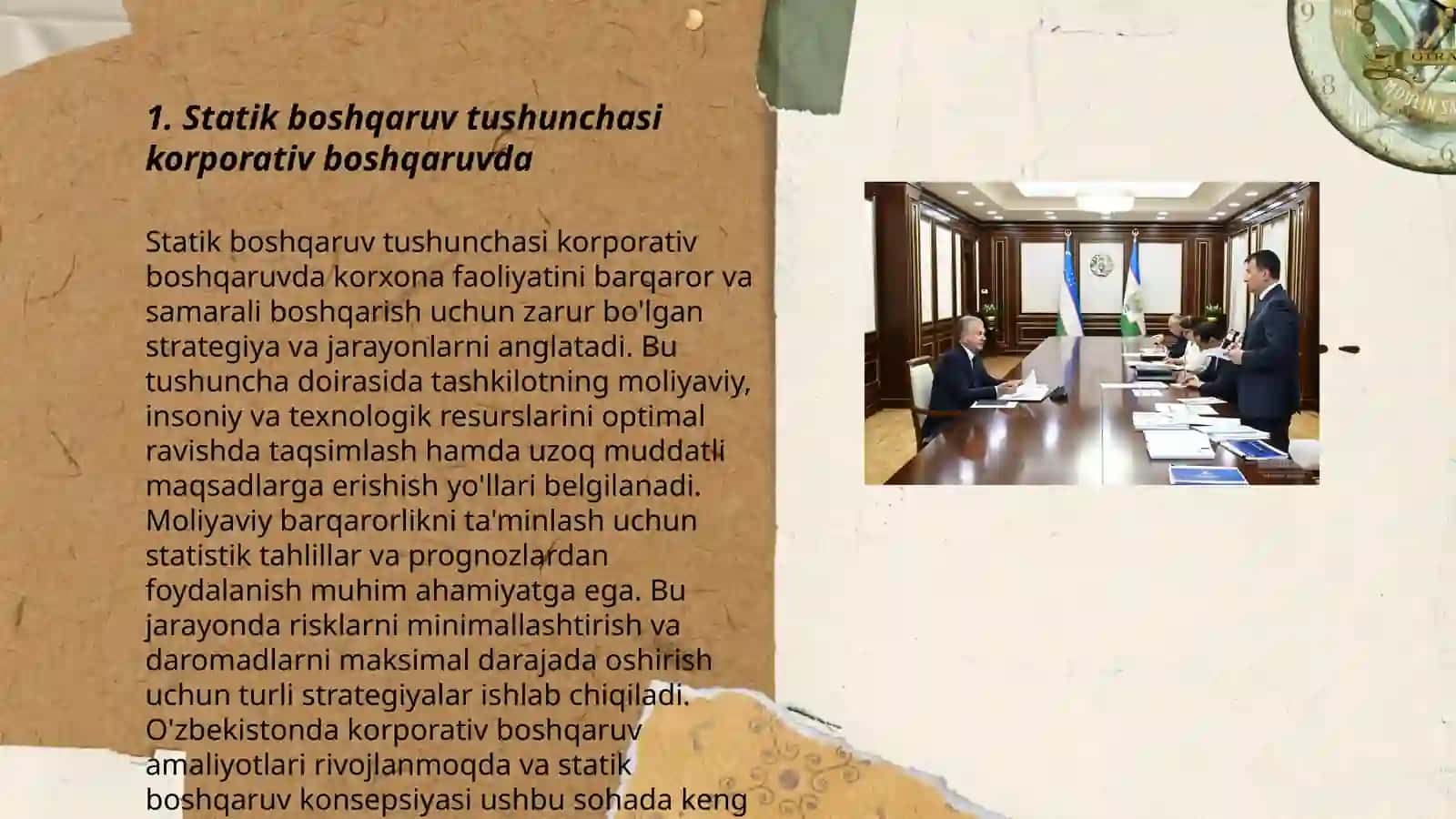 Korporativ boshqaruvda statik va dinamik boshqaruv aspektlari. Investitsion loyihalarni boshqarish 3