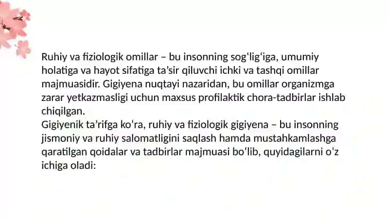 Ruhiy va fiziologik omillar 3