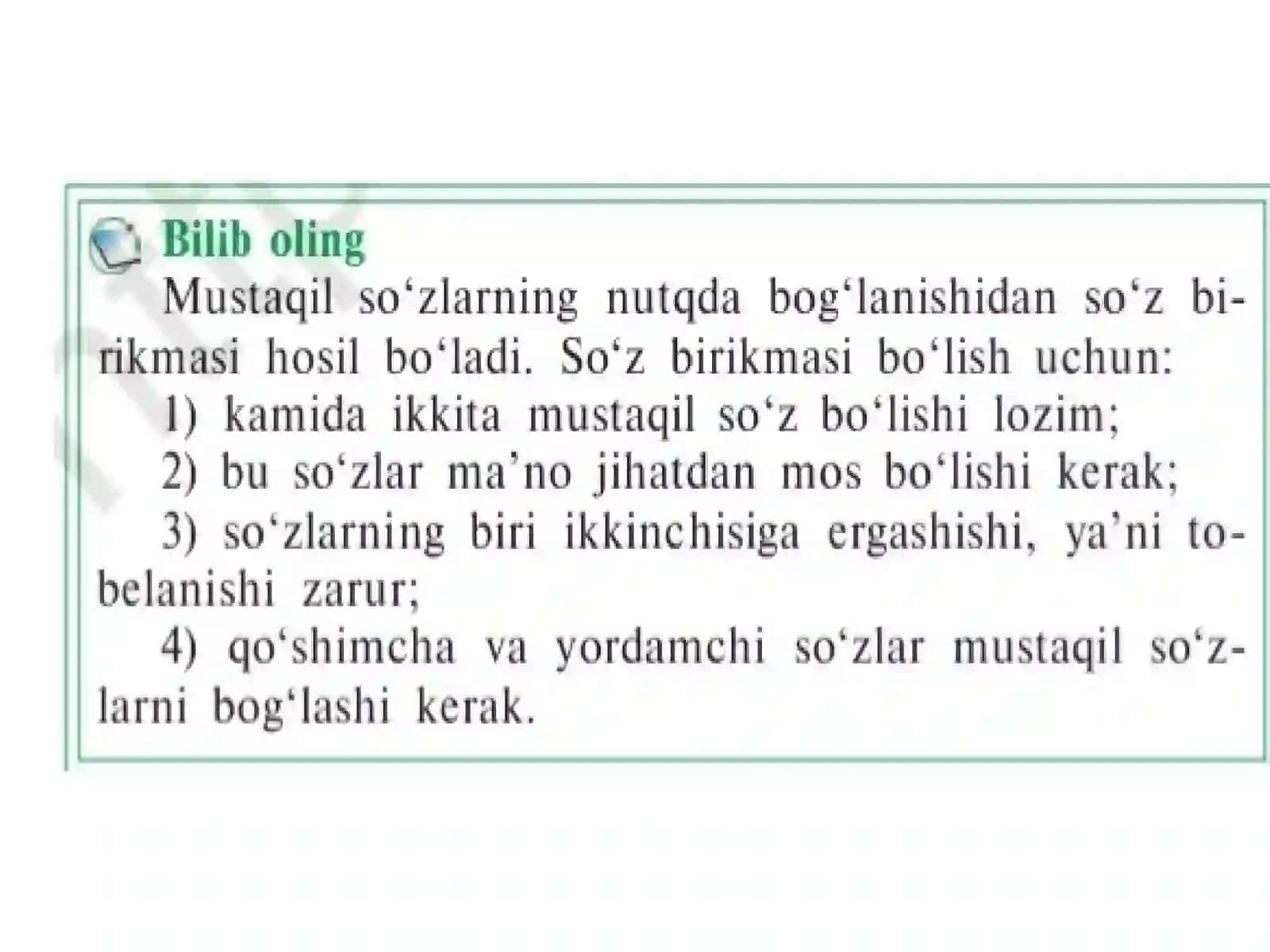8-sinf ona tili darsligida so'z birikmasi va gap 3