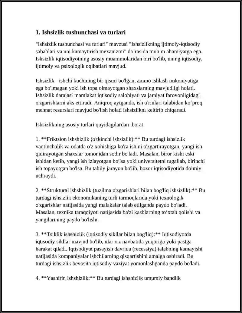 ISHSIZLIKNING IJTIMOIY -IQTISODIY SABABLARI VA UNI KAMAYTIRISH MEXANIZMI 3
