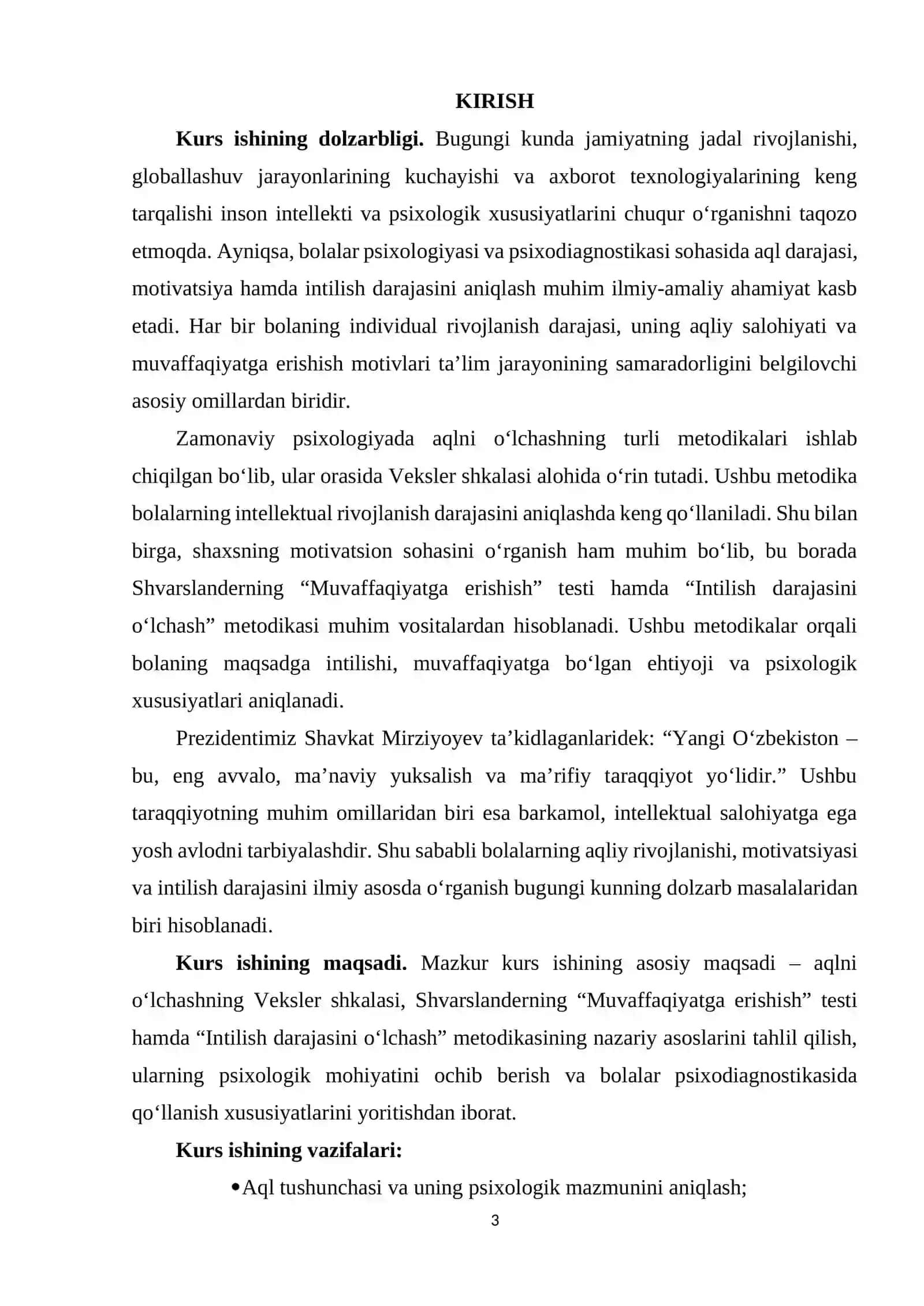 Aqlni o‘lchashning Veksler shkalasi. Shvarslanderning “Muvaffaqiyatga erishish” testi. “Intilish darajasini o‘lchash” testi 3
