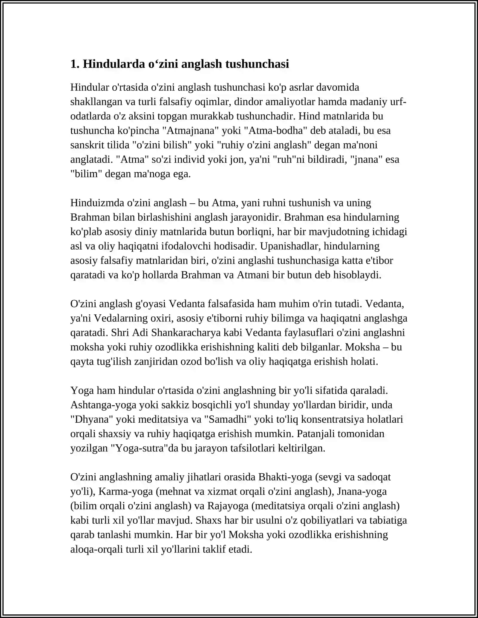 HINDULARDA TURLI OʻZINI-OʻZI ANGLASH SHAKLLARNING OʻZARO NISBATI VA KONFRSNTATSIYASI 3