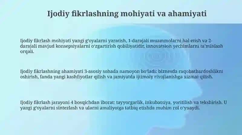Ijodiy fikrlashni rivojlantirish prinsiplari 3