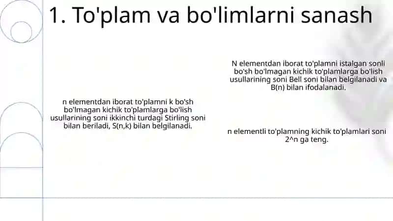 Kombinatorika mavzusidagi formulalar yordamida misollar 3