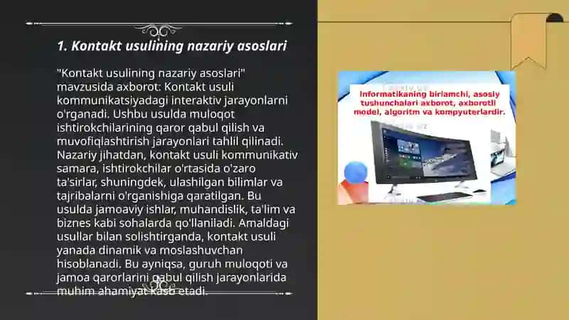 Kontakt usulining nazariy asoslari 3