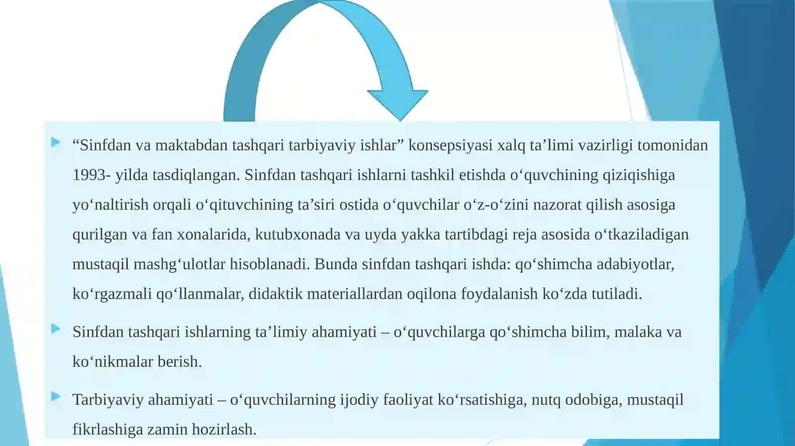 Boshlang’ich sinflarda sinfdan tashqari ishlarni tashkil etishning maqsadi, vazifasi, mazmuni 3