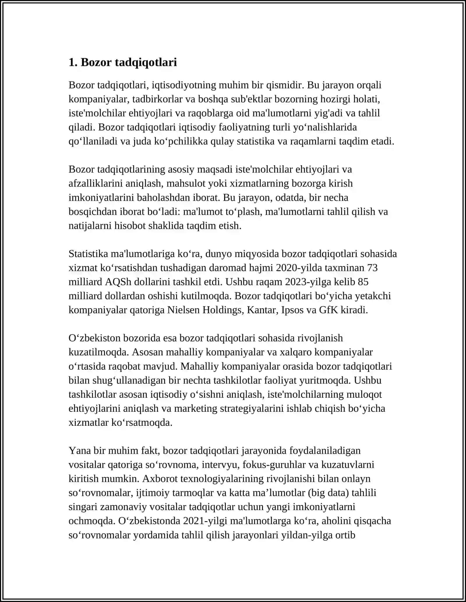 MARKETING TADQIQOTLARI ORQALI AXBOROT TO‘PLASH USULLARI 3