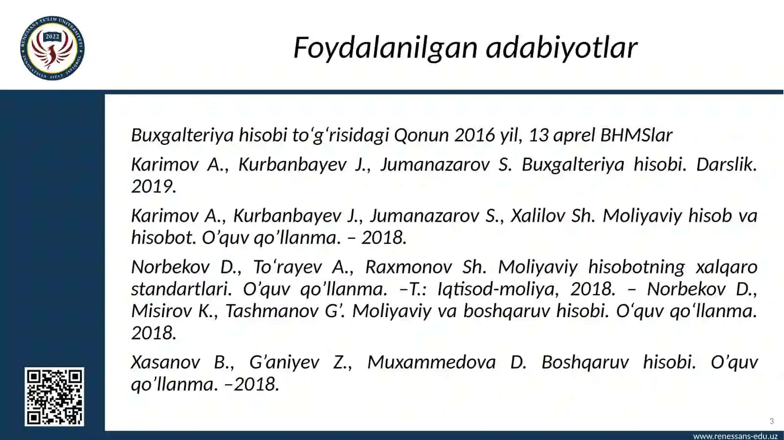 “Buxgalteriya hisobiga kirish” fanining predmeti va metodi. Buxgalterlik kasbining tarixiy rivojlanishi. Buxgalter kasbiga qo‘yiladigan talablar 3