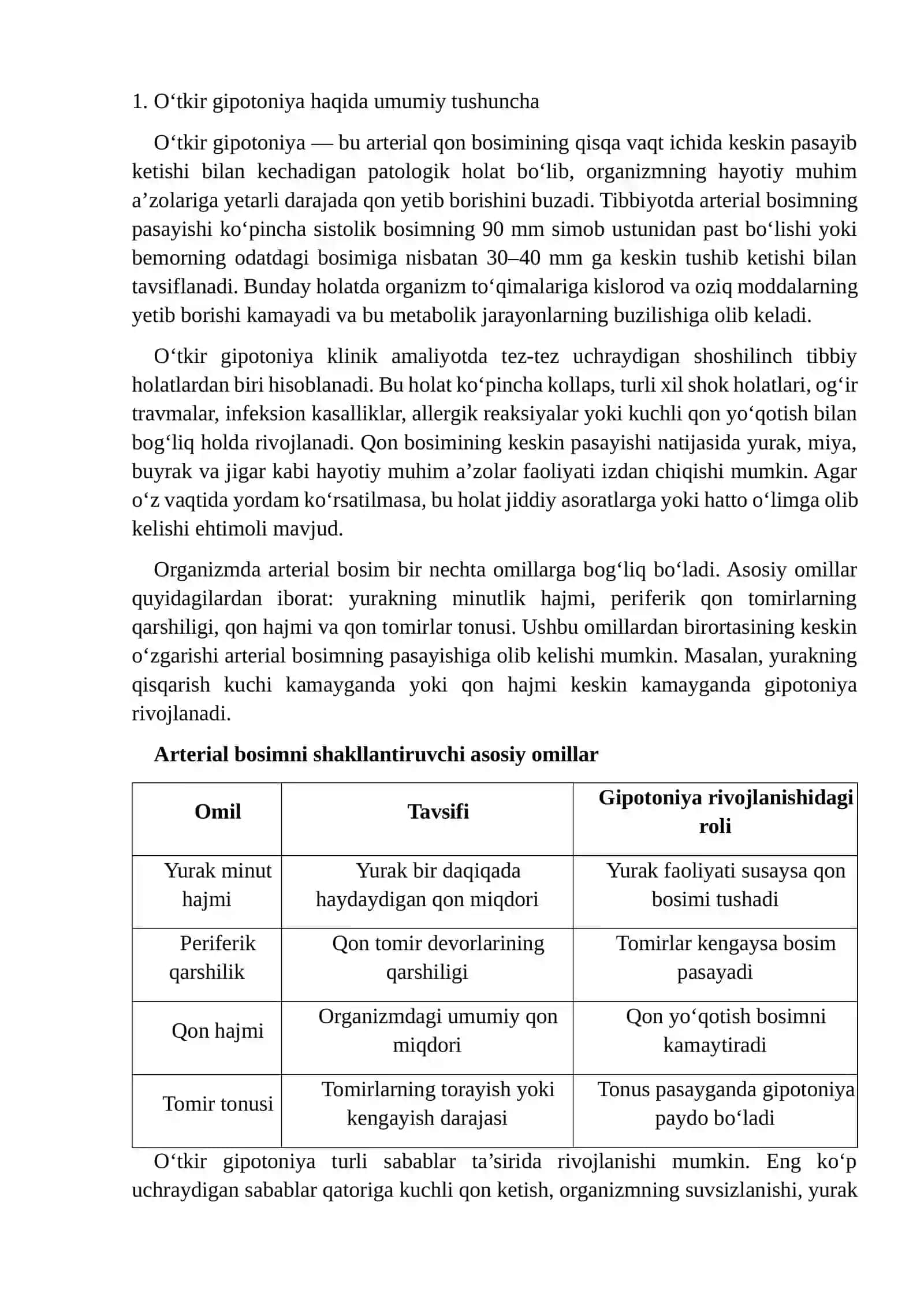 O‘tkir gipotoniya holatlarida dori vositalarini ratsional qo‘llashda klinik farmakologik yondashuv 3
