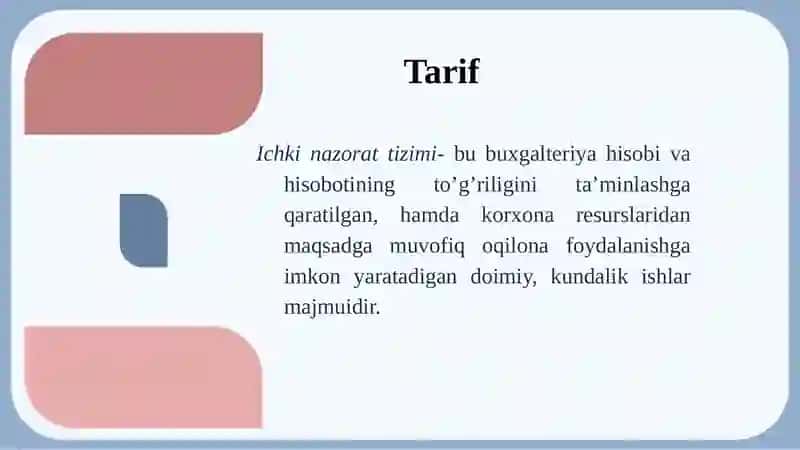 Ichki nazorat tizimini o’rganish 3