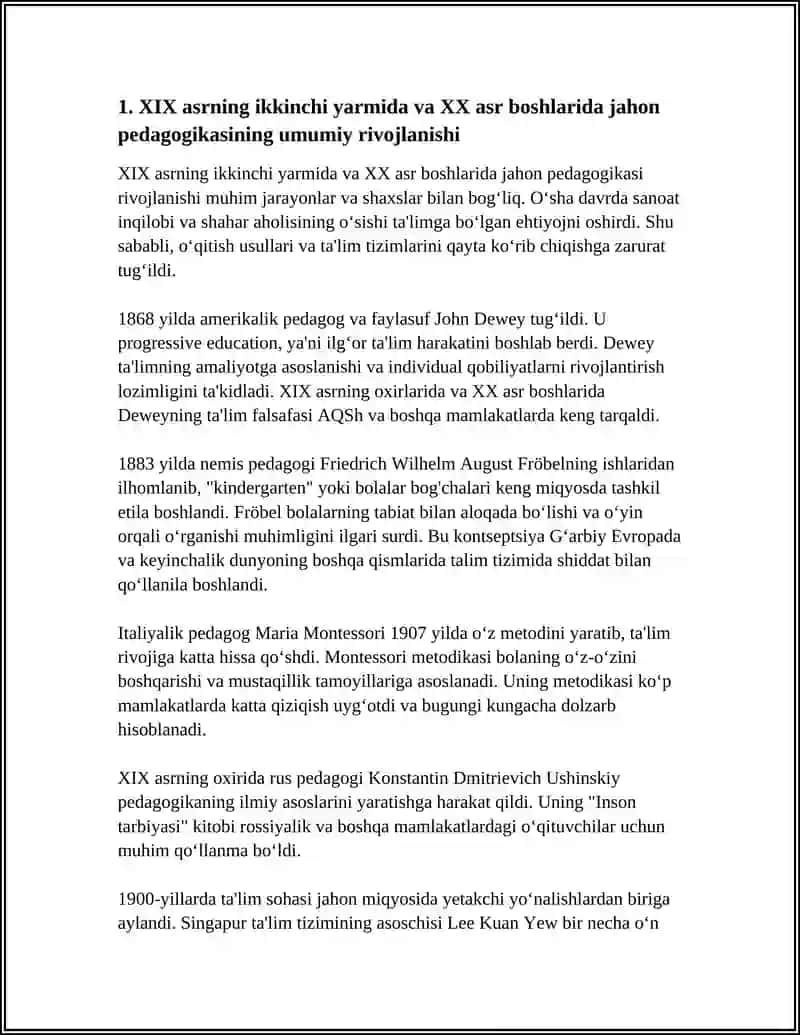 XIX ASRNING 2- YARMI - XX ASRDA JAHON PEDAGOGIKA FANING RIVOJI K.D.USHINSKIYNING PEDAGOGIK MEROSI 3