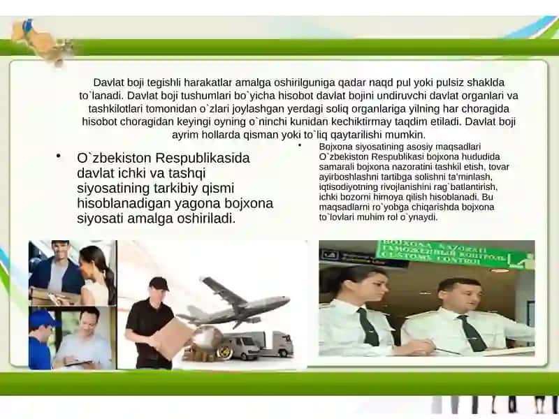 Tashqi iqtisodiy faoliyatda bojxona tartibotlari va bojxona tolo'vlari 3