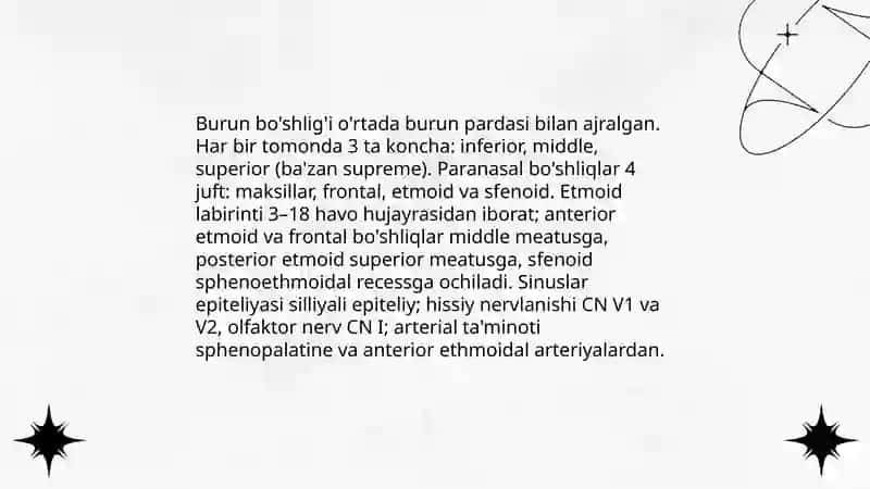 Burunning yondosh bòshliqlarida yot jism. Jarohatlar, klinik simptomlari yordam kòrsatish 3