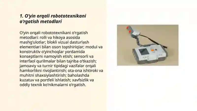 Oʻyin orqali robototexnikani oʻrgatish metodlari 3