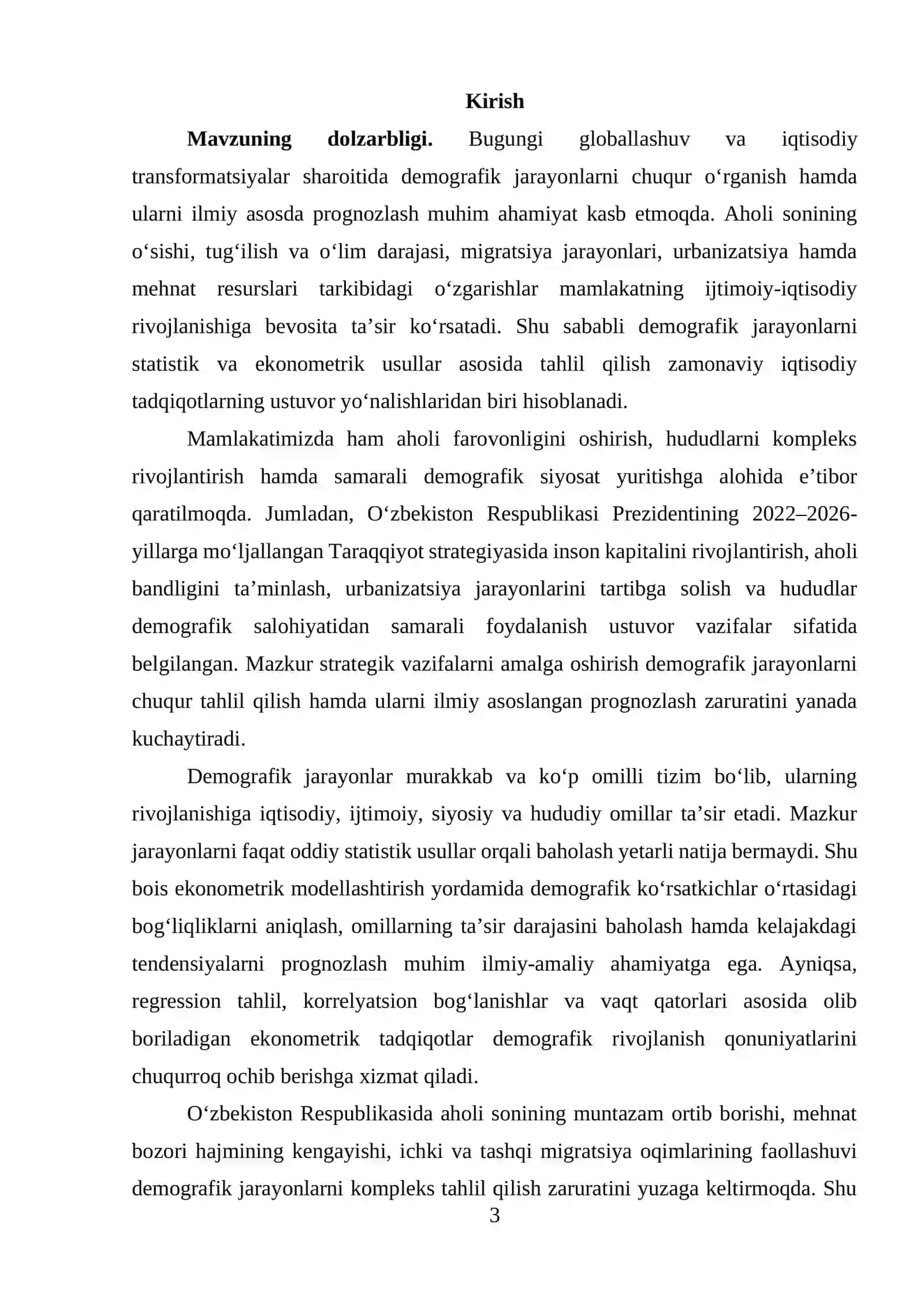 DEMOGRAFIK JARAYONLARNI EKONOMETRIK TAHLIL QILISHNING O‘ZIGA XOS XUSUSIYATLARI 3