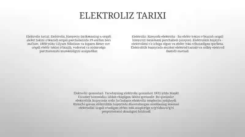 Elektroliz. Elektroliz Qonunlari 3