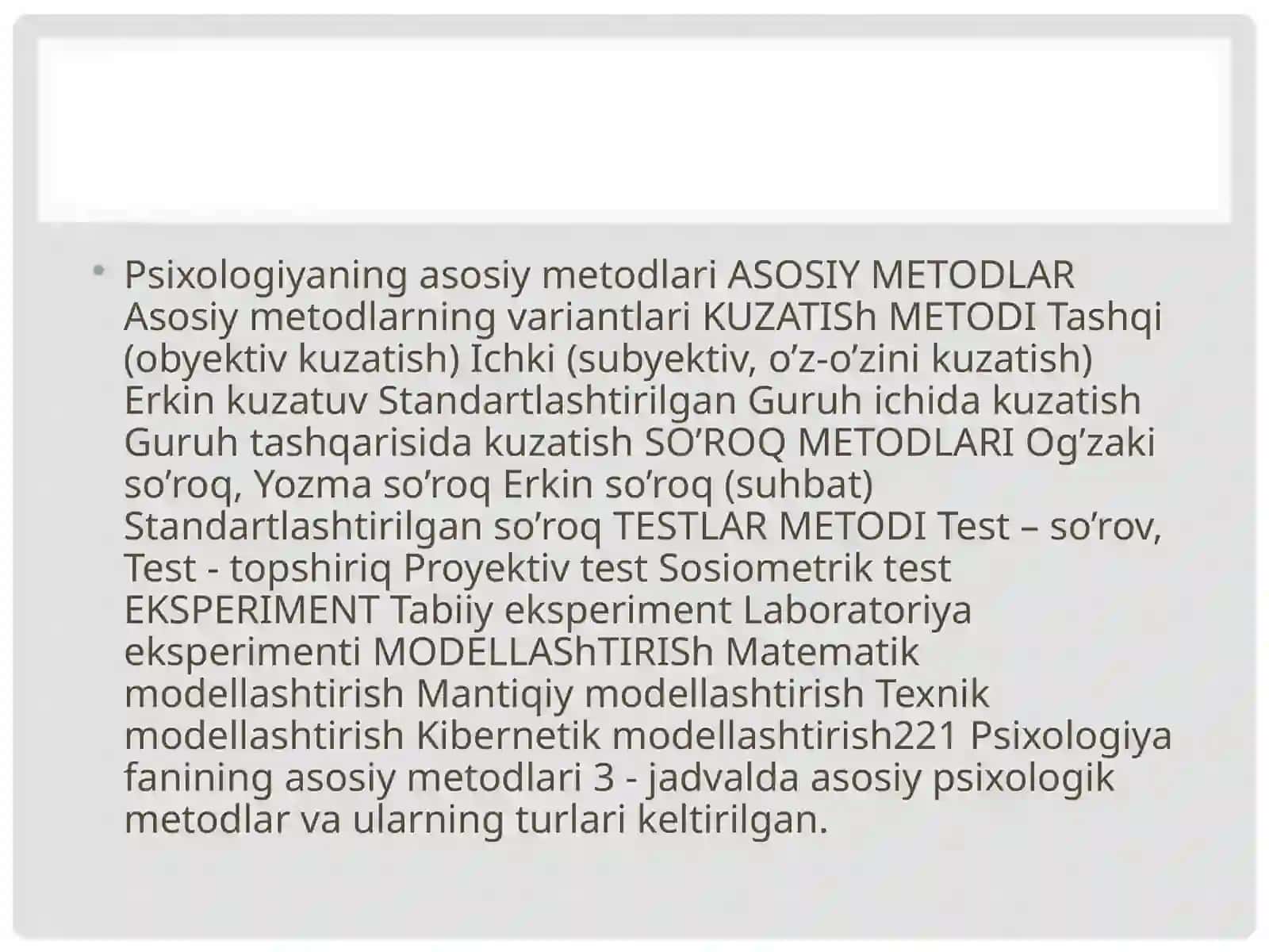 Psixologiya Fanining predmeti, maqsadi va vazifalari 3