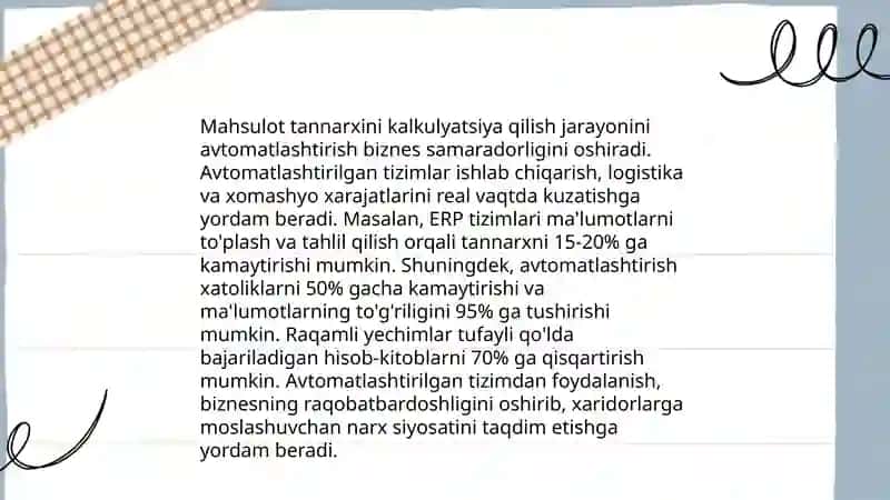Mahsulot tannarxini kalkulyatsiya qilishning zamonaviy tizimlari 3