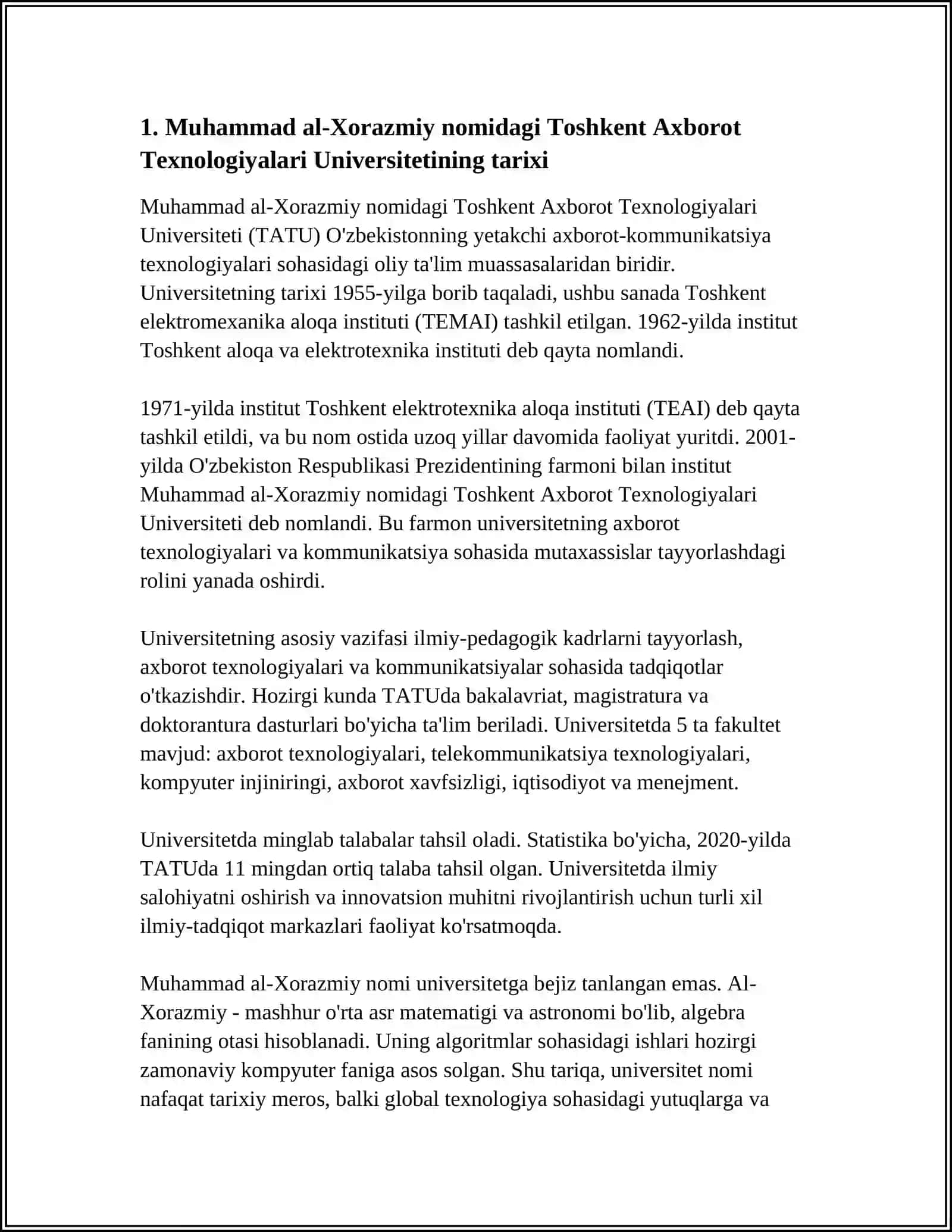 Muhammad al-Xorazmiy nomidagi Toshkent Axborot Texnologiyalar Universiteti 3