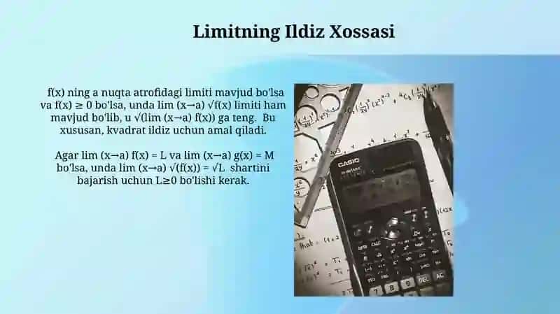 Limitlar xossalari va ularni hisoblash usullari 3