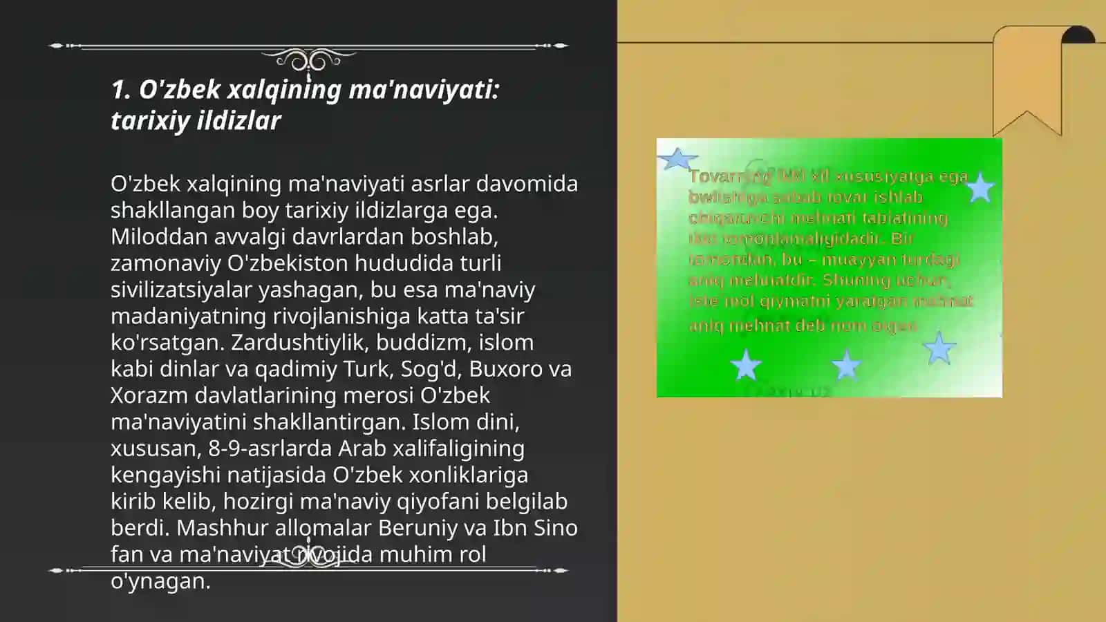 O'zbek xalqi ma'naviyati rivojlanishini tarixiy bosqichlari va xususiyatlari 3