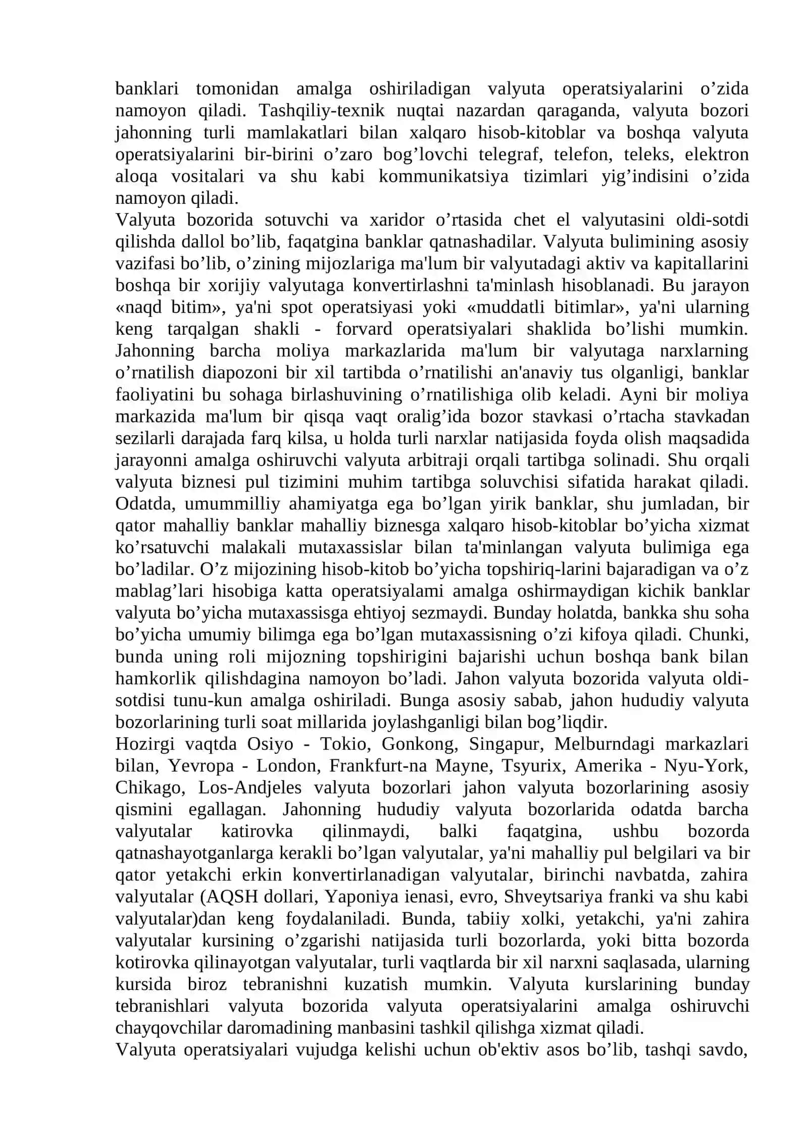 Valyuta bozori va valyuta operatsiyalarining xalqaro moliya munosabatlartdagi ahamiyati 3