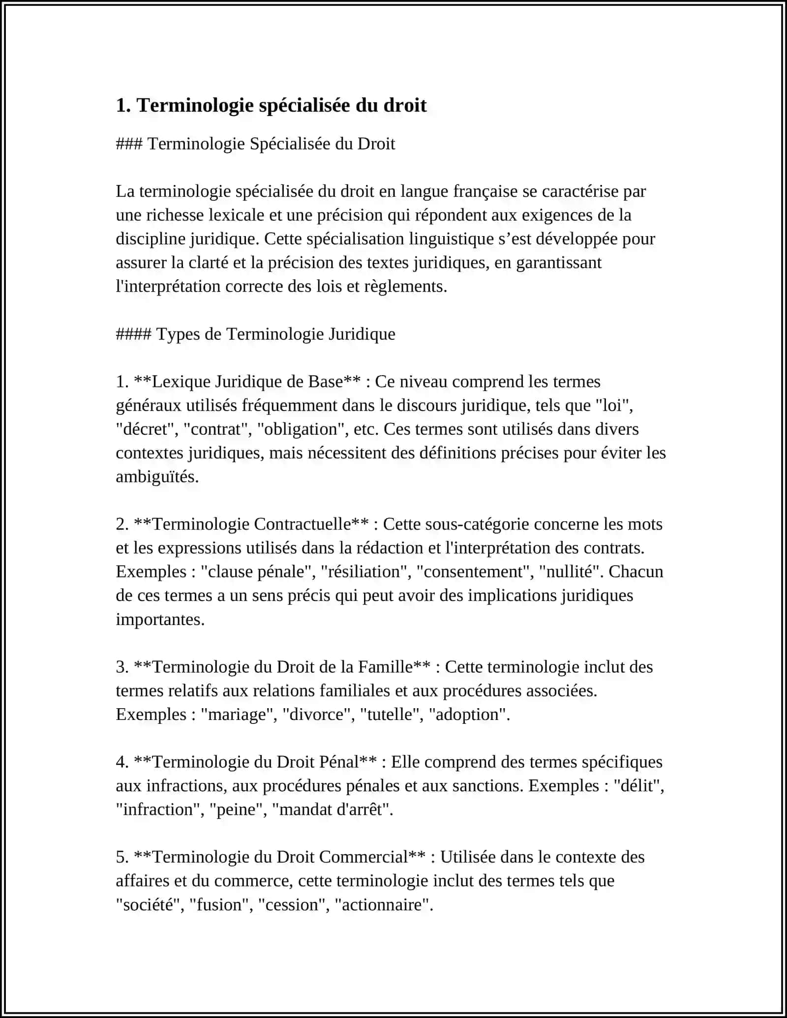 Terminologie spécialisée du droit en langue française 3