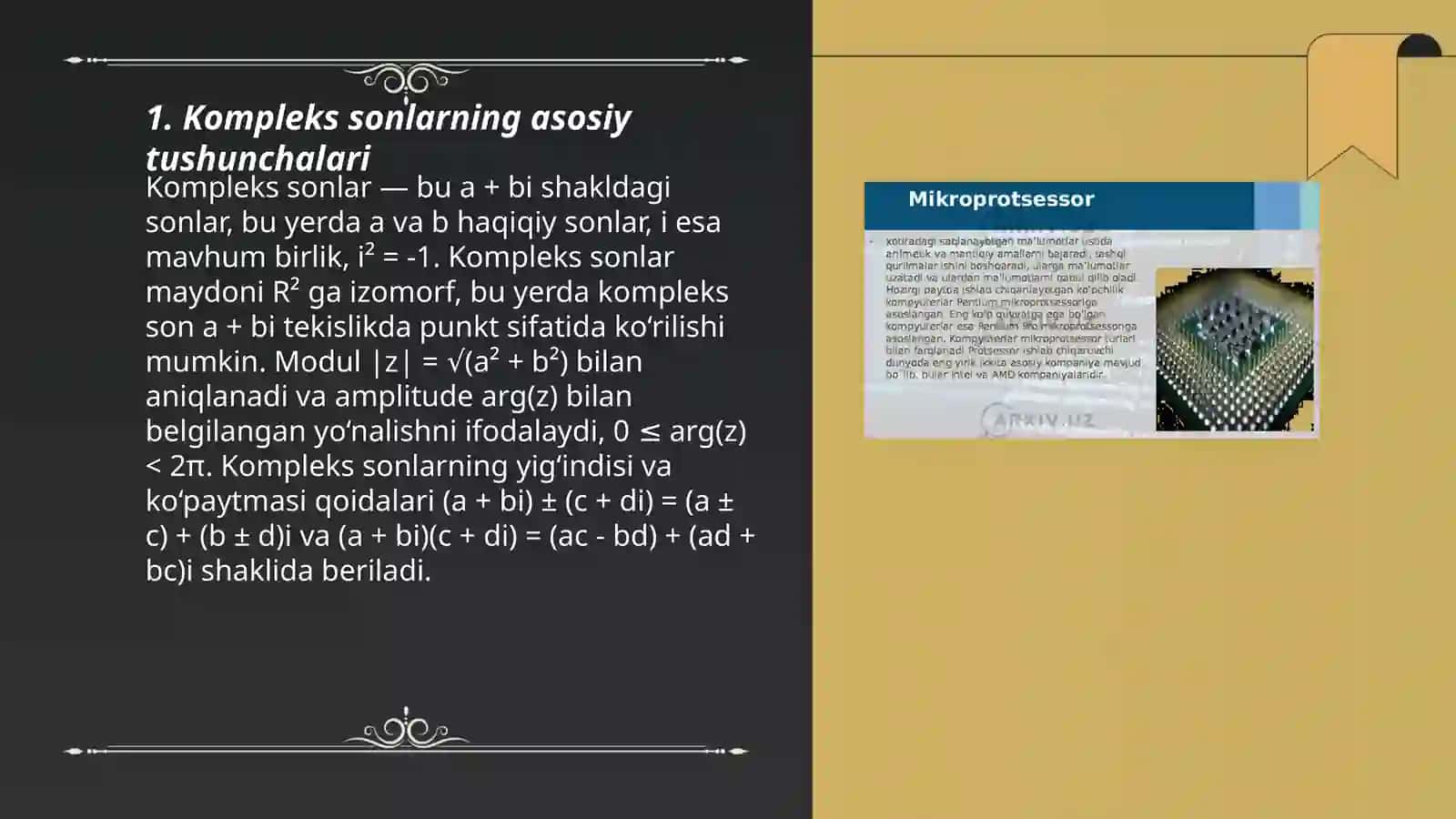 Kompleks sonlarning geometrik ma’nosi va trigonometrik shakli 3