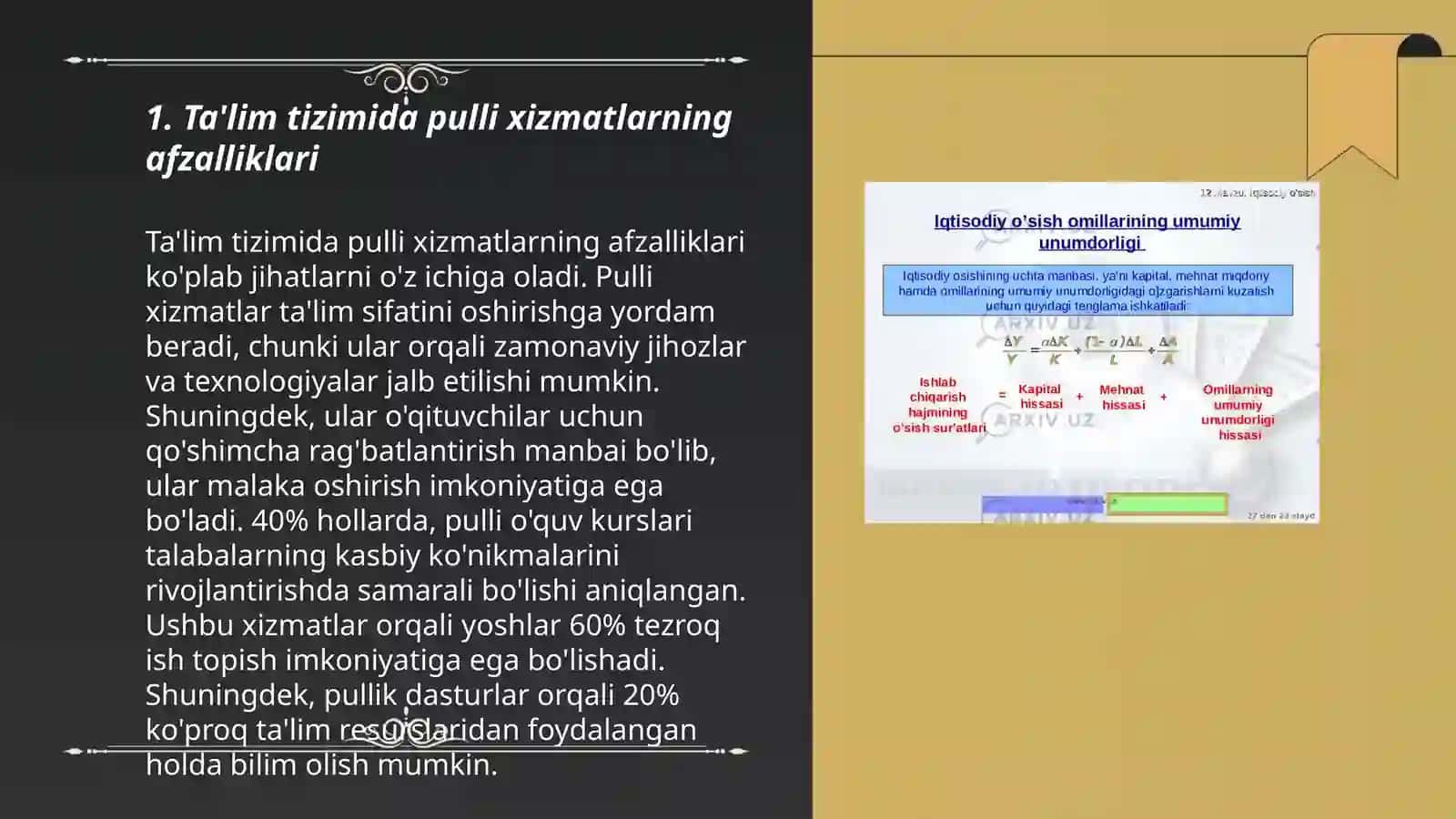 Ta'lim tizimida pulli xizmatlarni joriy etish.Analiz va sintez 3