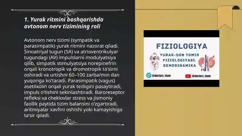 Yurak faoliyatini boshqarilishini o'ziga xosligi 3