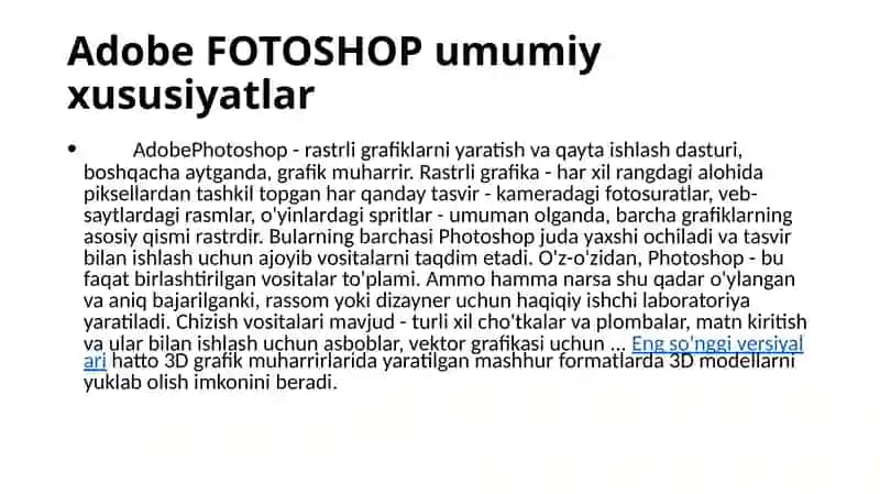Kompyuter grafikasi haqida tushuncha. Adobe Photoshop grafik muharriri 3