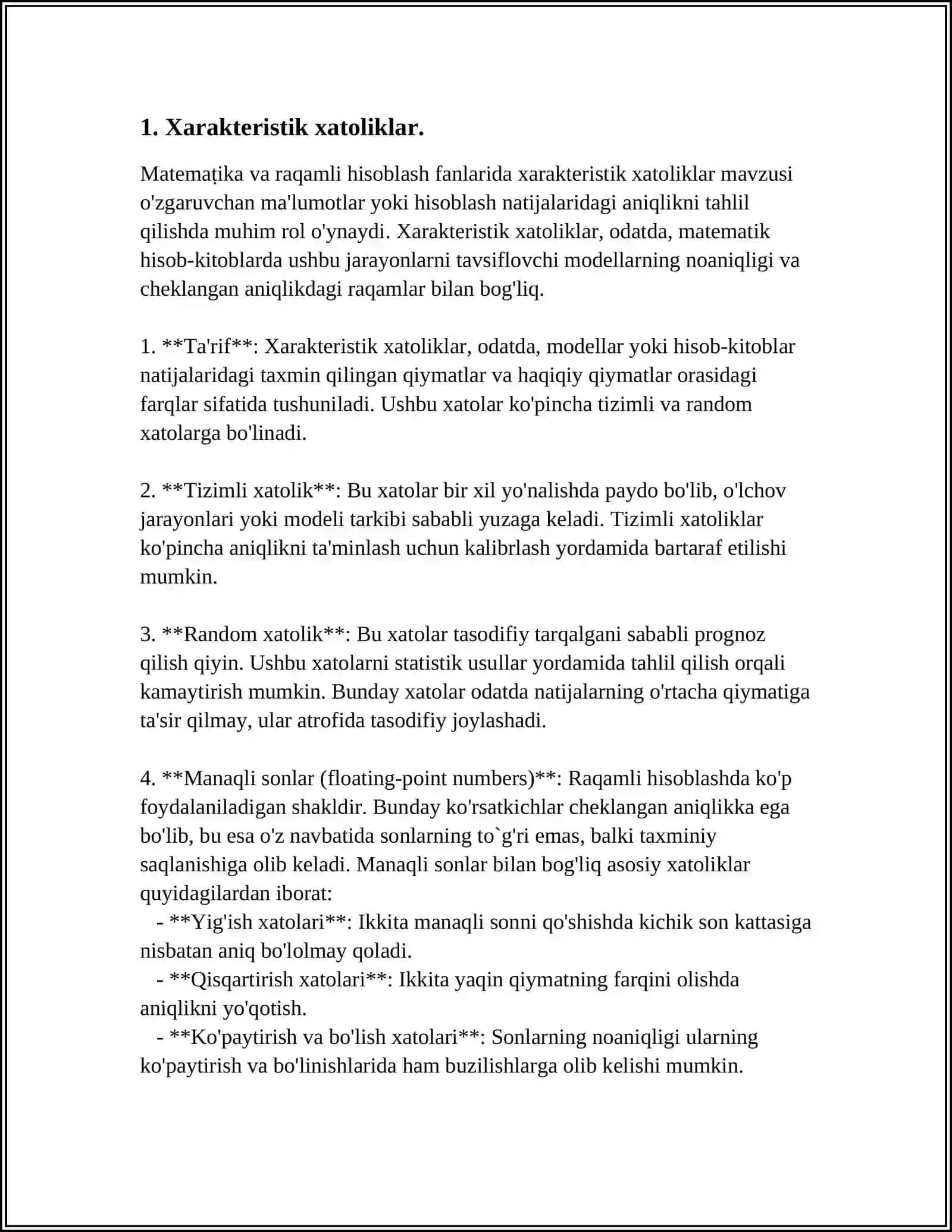 O'LCHASH XATOLIKLARINI TABAQALASH 3
