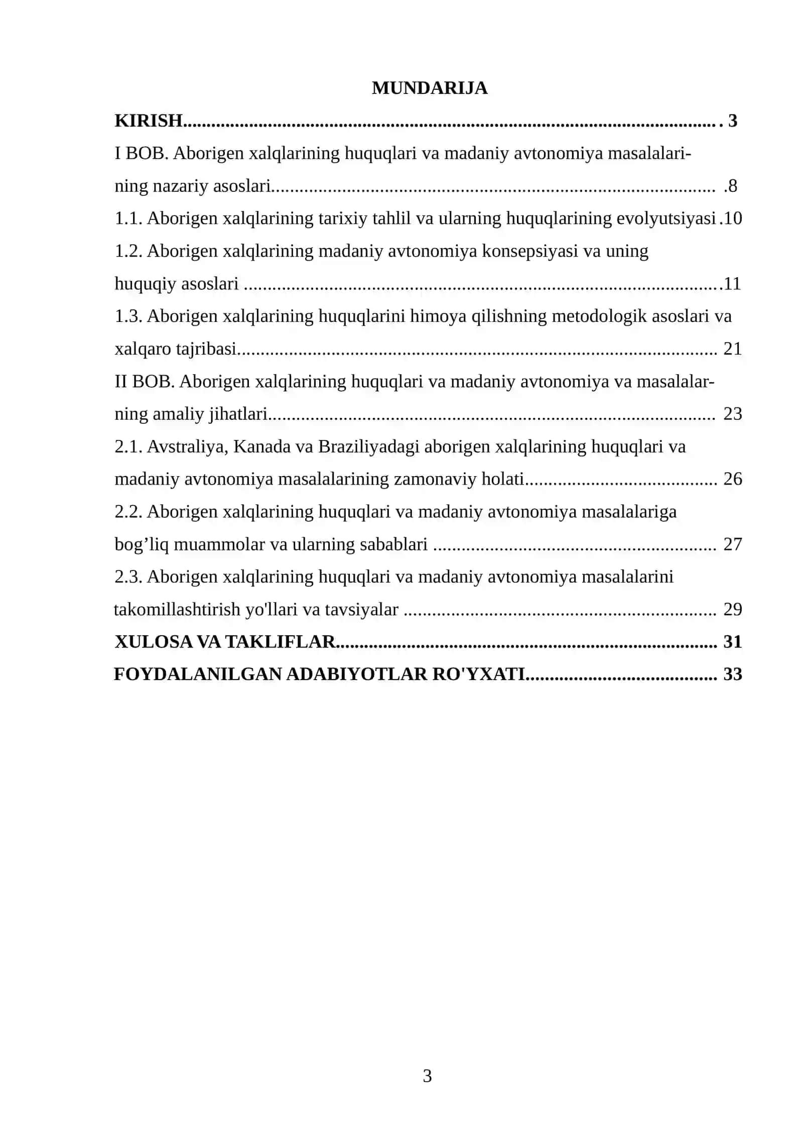 Aborigen xalqlarining huquqlari va madaniy avtonomiya masalalari (Avstraliya, Kanada, Braziliya misolida) 3