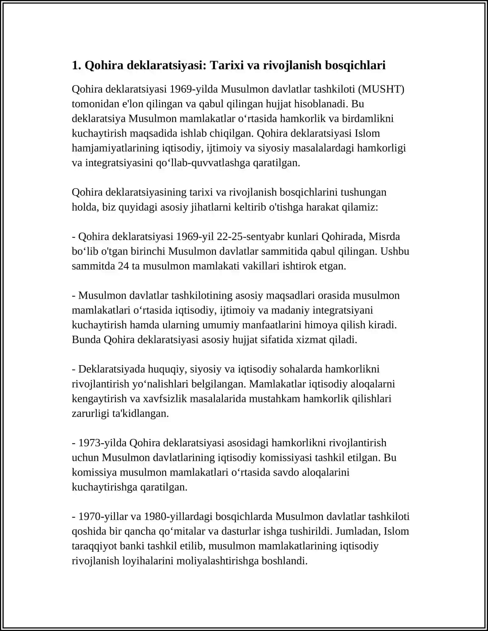 QOHIRA DEKLARATSIYASI TARIXI VA MAZMUNI BORASIDA TAHLILIY MAQOLA 3