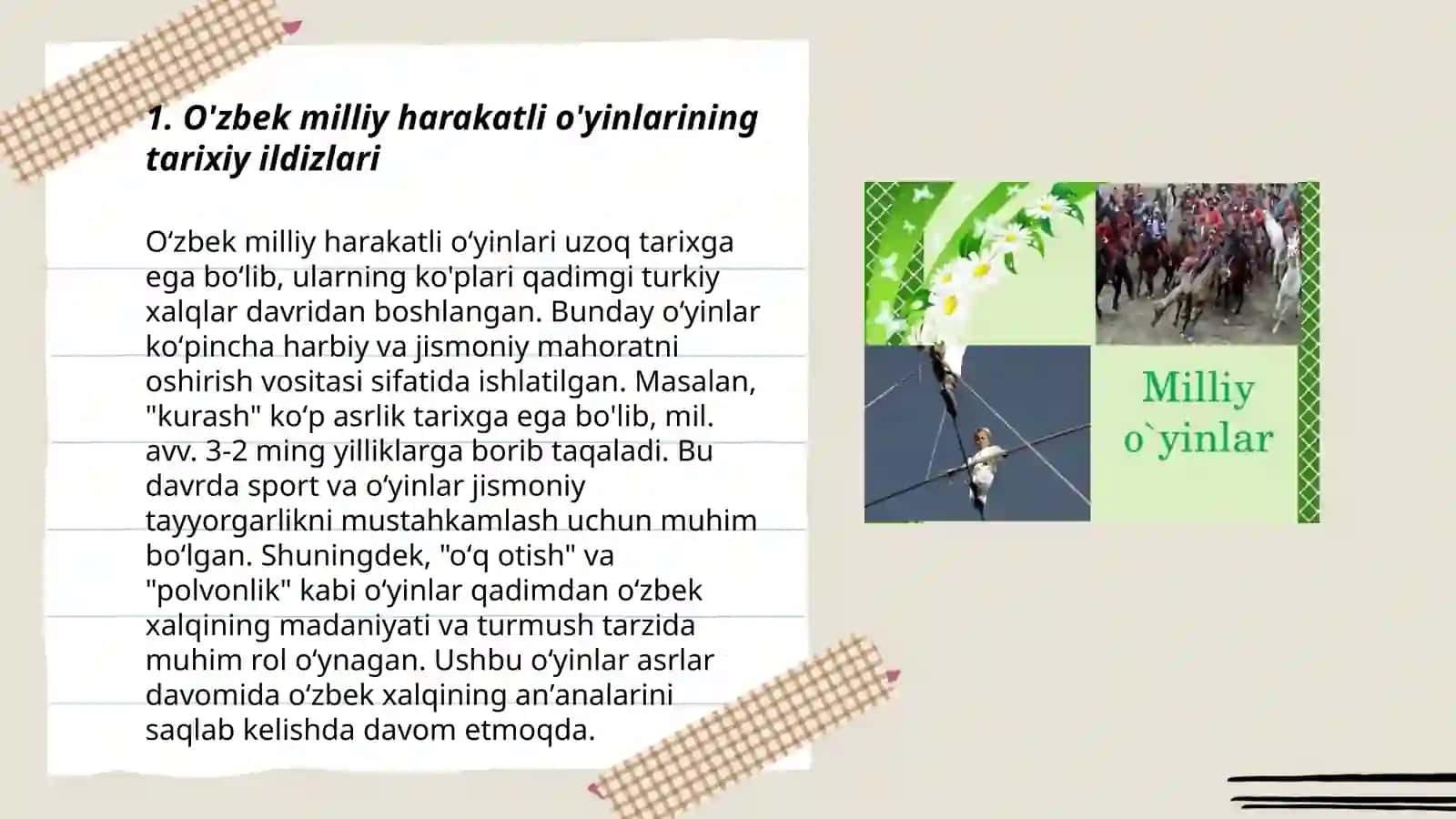 O’zbek milliy harakatli o’yinlarining kelib chiqish tarixi va ahamiyati 3