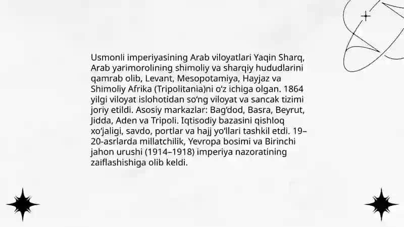 Usmonli imperiyasining Arab viloyatlari: umumiy sharh 3