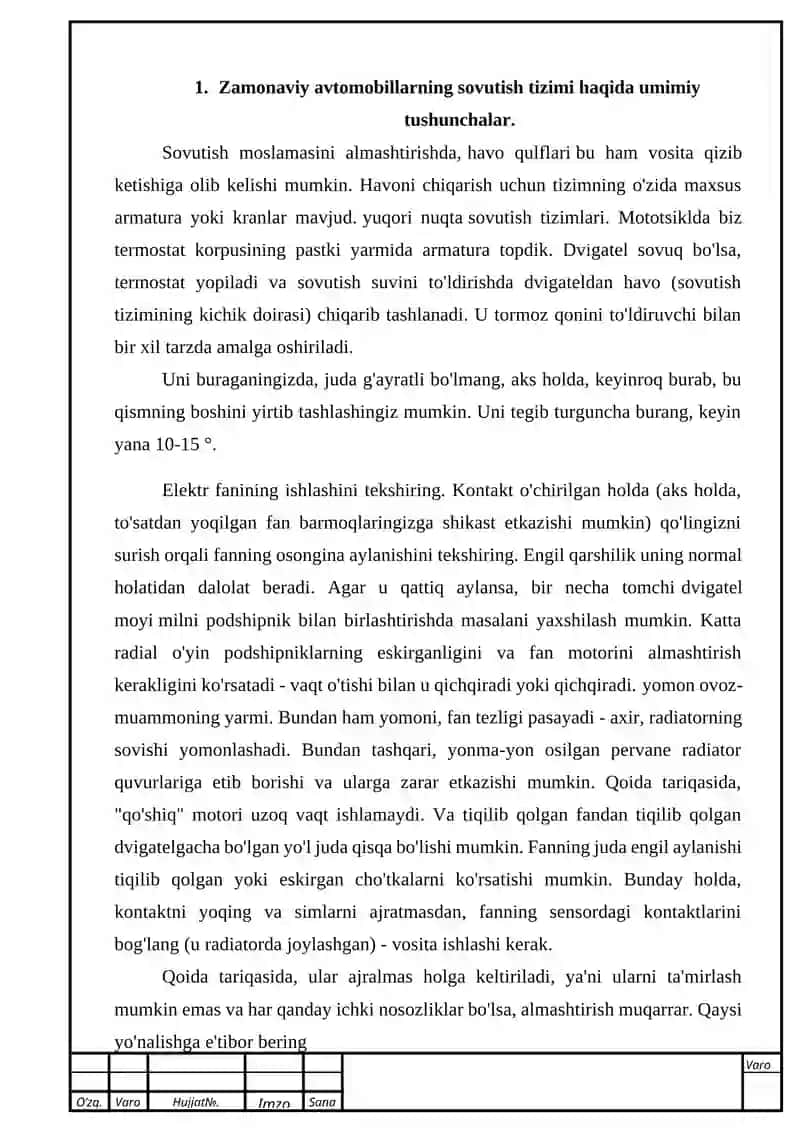 ZAMONAVIY AVTOMOBILLARNING SOVUTISH TIZIMI 3