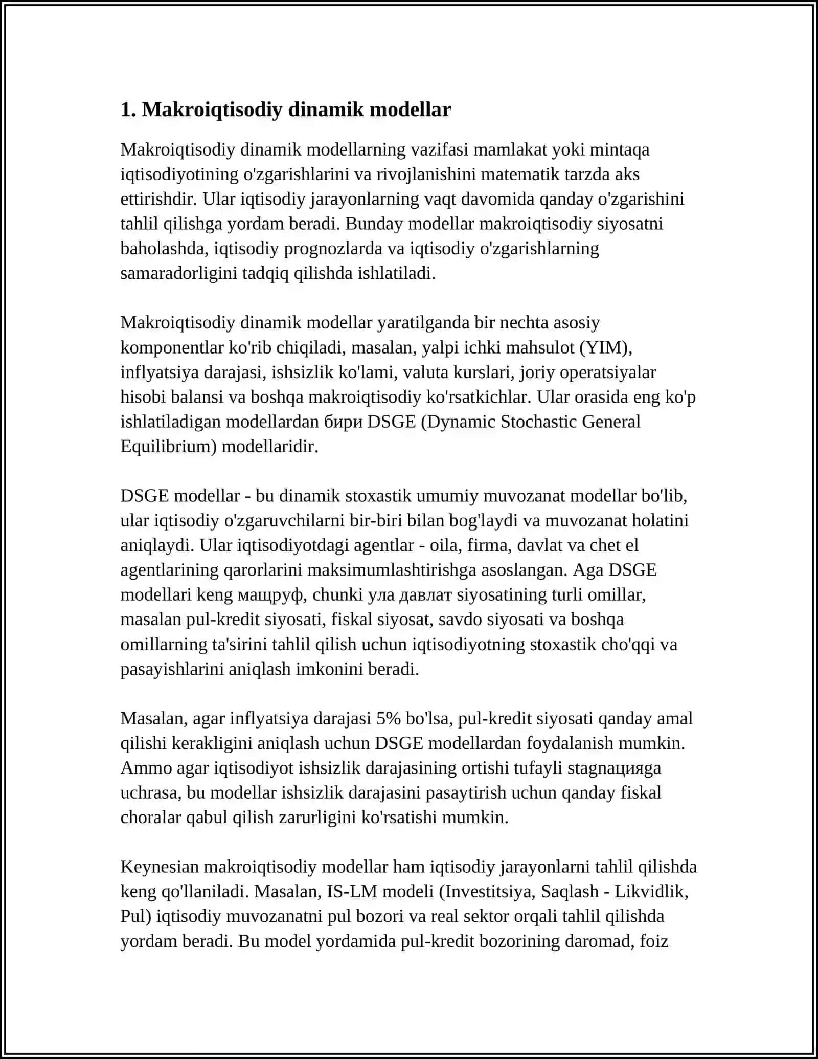 DINAMIK EKONOMETRIK MODELLARDAN FOYDALANISH 3